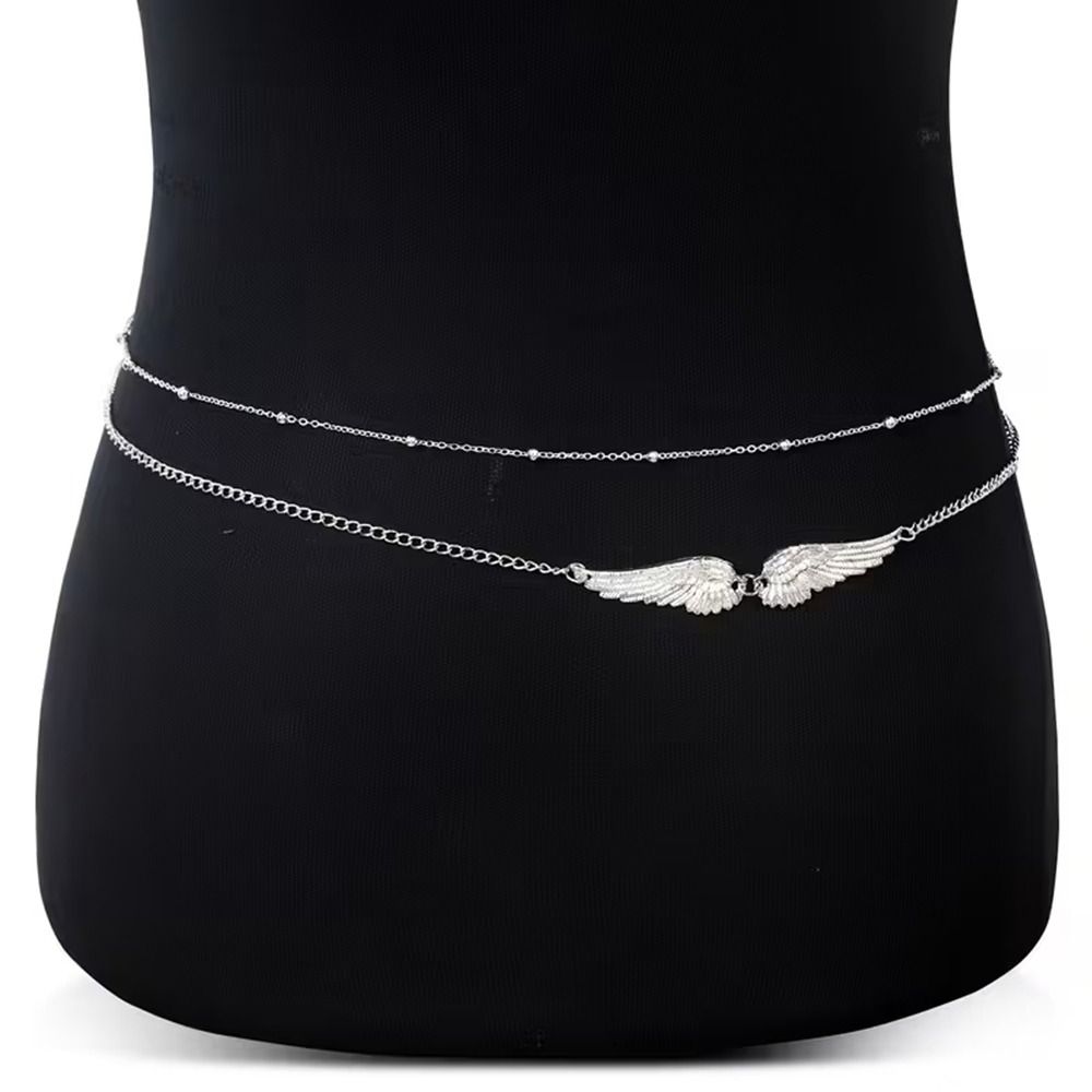 Beads Wings Waist Chain Metal Bikini Belly Belt Gift Double Layer Wings Body Chain  Party
