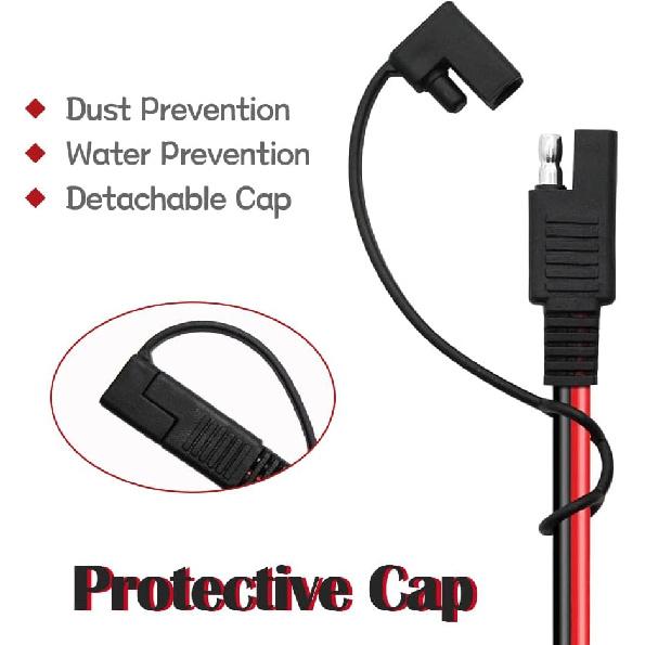 3.3FT/1M SAE to SAE Extension Cable with Switch SAE Extension Cord 2Pin Quick Connect 16AWG Heavy Duty Wire Harness