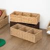 Multi-Purpose Woven Storage Basket 3-Section Desktop Organizer Shelves Storage Box Desktop