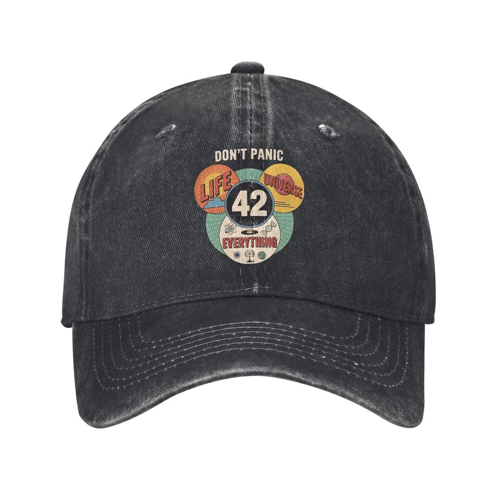 Keine Panik Die Antwort auf die Frage nach dem Leben dem Universum und dem ganzen Rest Douglas Adams Merch Baseballkappen Unisex Täglich Verstellbare Sonnenkappe