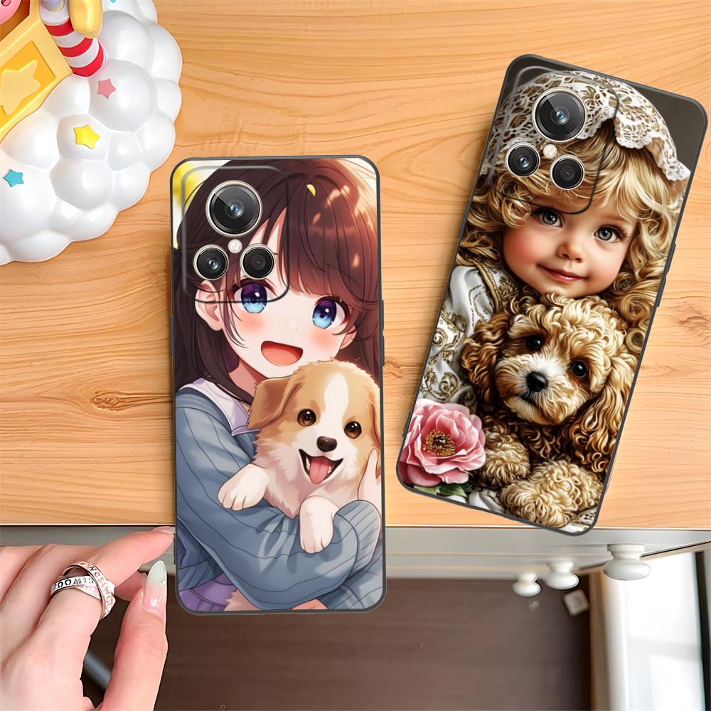 Girl Dog Puppy Matte TPU Mobile Phone Case for Realme GT 8 Neo Pro C75 73 71 C67 65 C55 53 C35 31 C20 15 Colorful Cover
