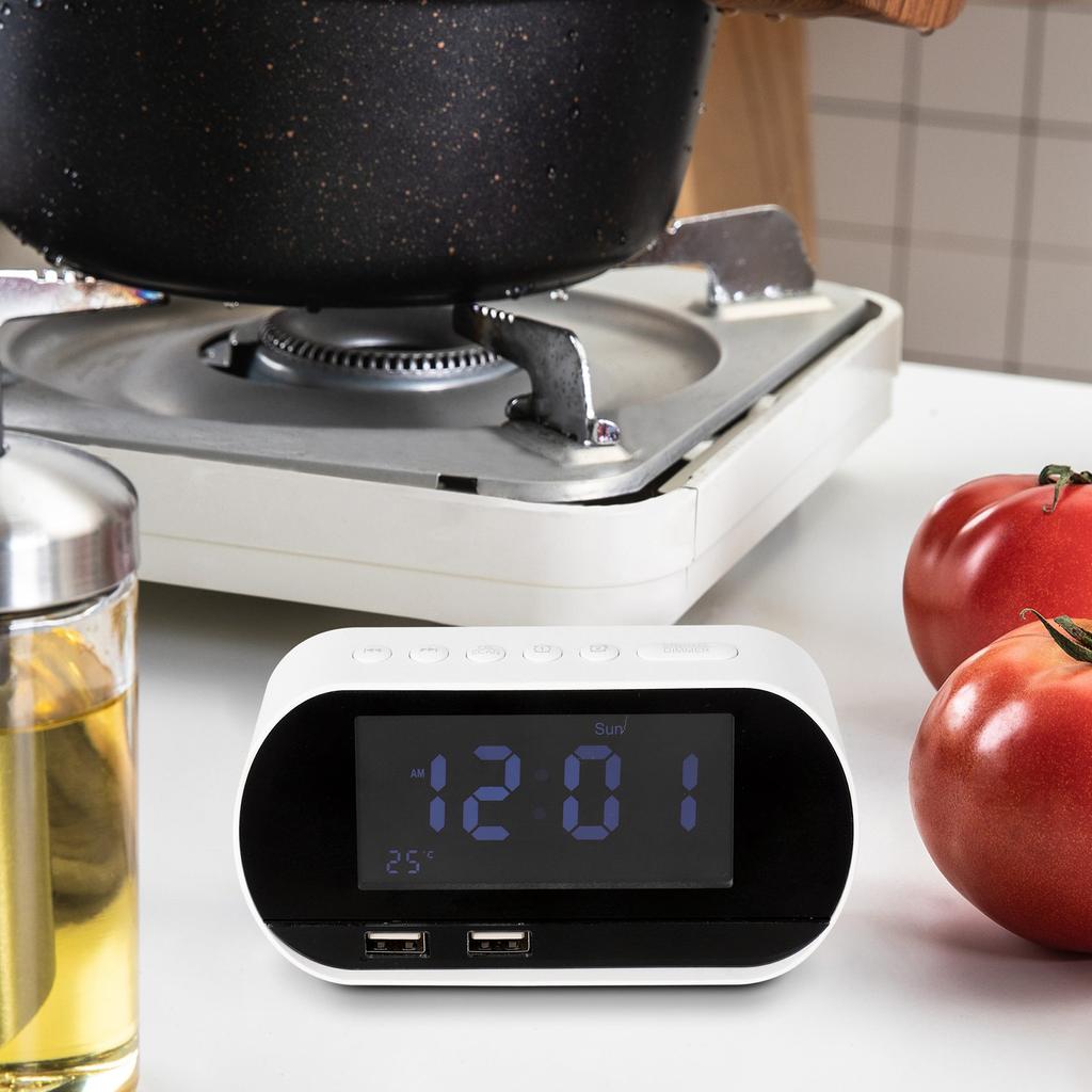Buy Alarm Clock Radio FM with Sleep Timer Dual USB Port Charging Digital Display with Dimming
