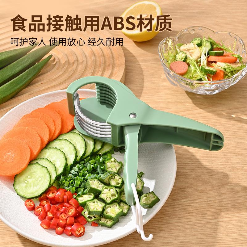 Kitchen Stainless Steel Vegetable and Fruit Slicer Cucumber Salad Banana Slicer Knife Kitchen Tools Slicer Onion Slicer Vegetable зелёный