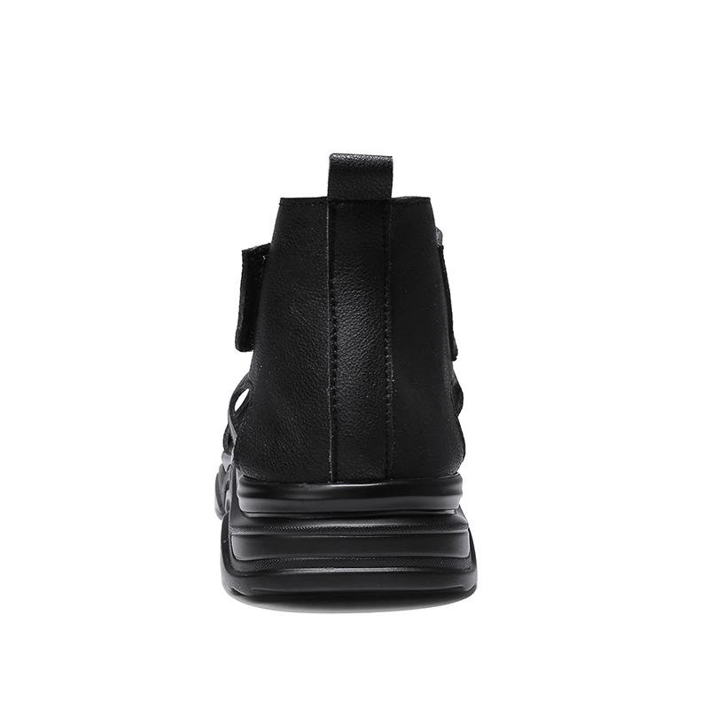 High Cut Roman Sandals Men PU Solid Color Thick Sole Comfortable Breathable Non Slip Men Elevated Business Casual Sandals