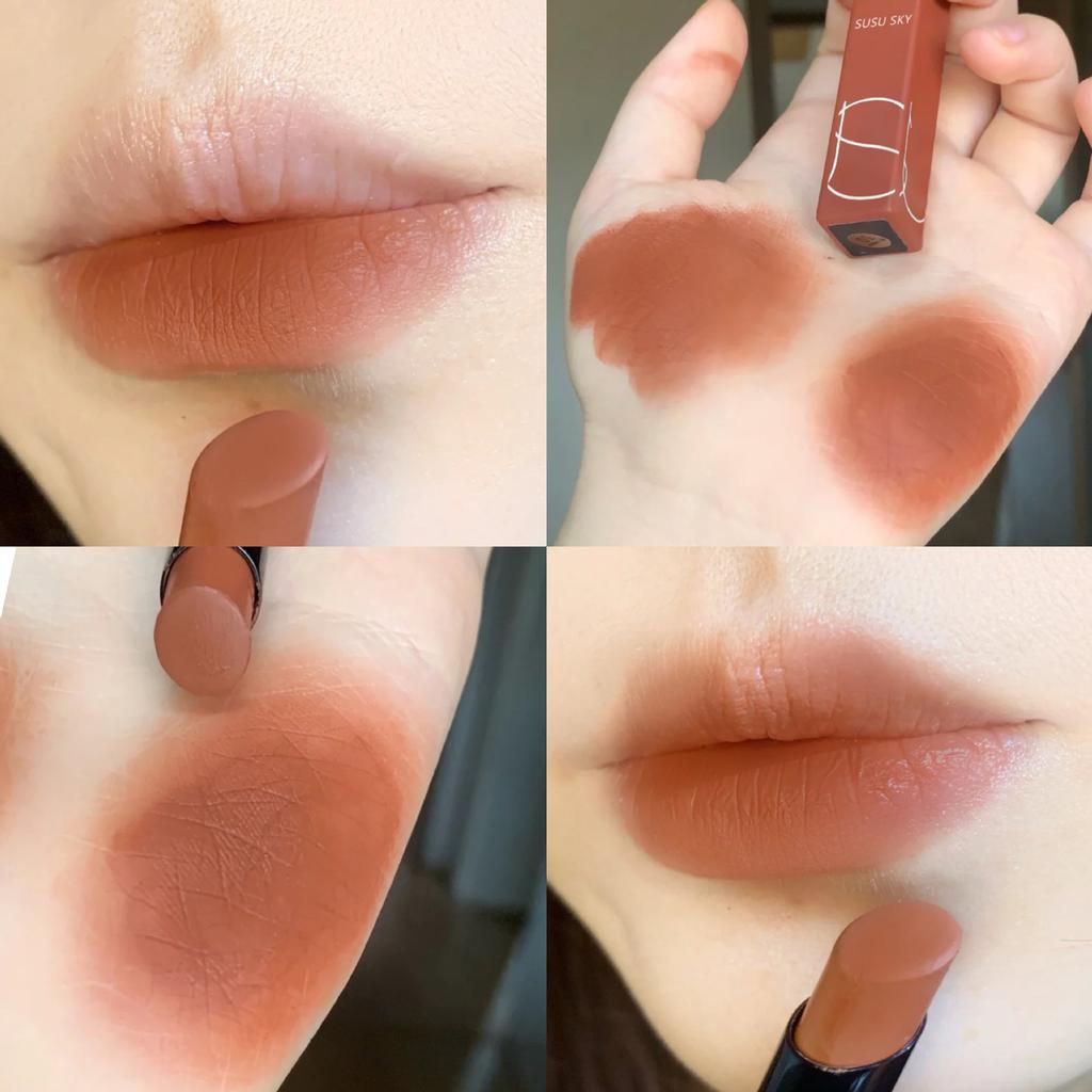 Red Brown Matte Velvet Lip Gloss Waterproof Liquid Lipstick Nude Red Sexy Lip Tint Mud Makeup Latte Coffee Lip Glaze Cosmetics