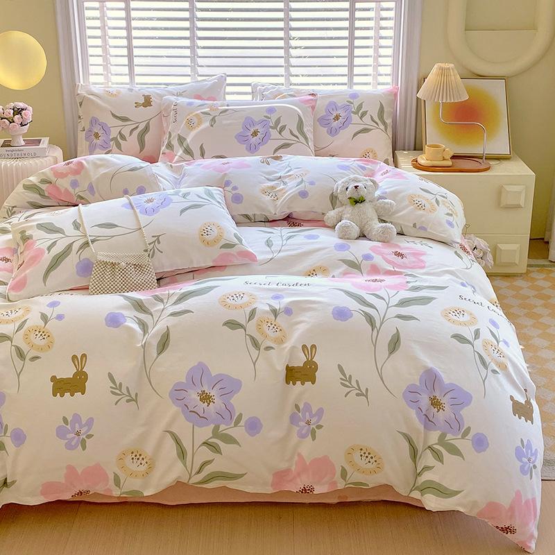 Home Textiles 60 Long-Staple Cotton Pure Cotton 4Pcs Set Cotton Bed Sheet Quilt Cover 3Pcs Set Bed Hat Class A Maternal And Infant Grade