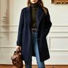 Women's Retro Casual Mid-Length Wool Coat with Lapel Collar for Winter Everyday Wear