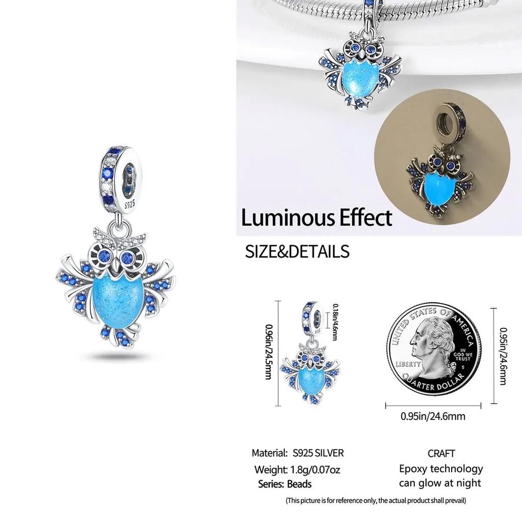 Colorful Copper Blue Glow-In-The-Dark Murano Princess Glass Beads Fits Original Bracelet Jewelry Set Accessories