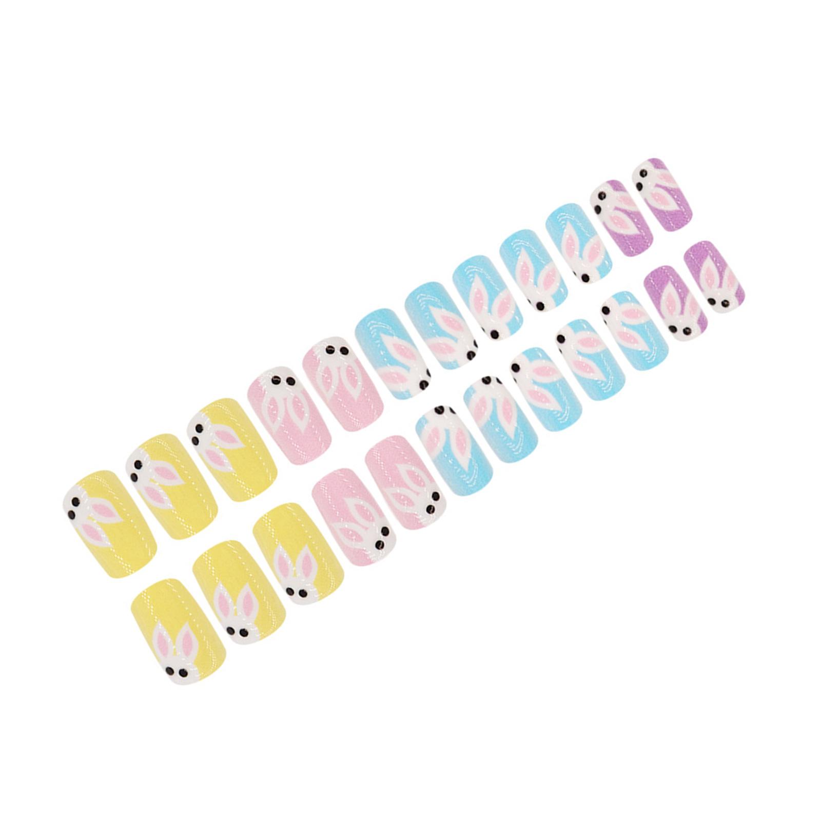 

24 шт. накладных ногтей с французским типсом, квадратный кролик, пресс-накладной маникюр, дизайн ногтей, простое применение для женщин и девушек