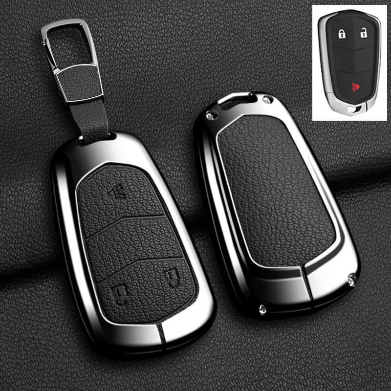 AASL1 Car Key Case Cover For Cadillac Xt5 XTS CTS SRX ATSL XT4 CT6 ATS Escalade ESV DTS ELR STS 2014-2018 Zinc Alloy Leather Keychain
