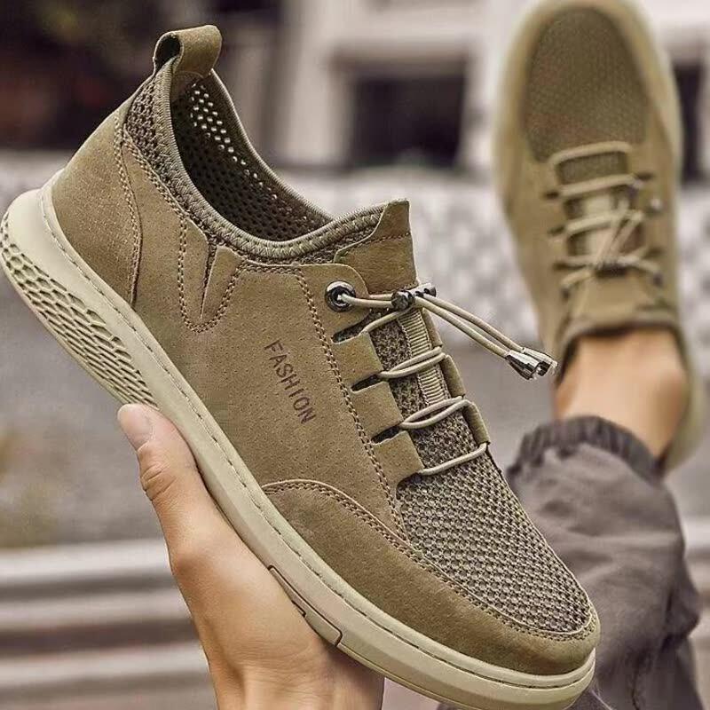 Men s Trendy Lightweight Leather Mesh Casual Sports Shoes 40
