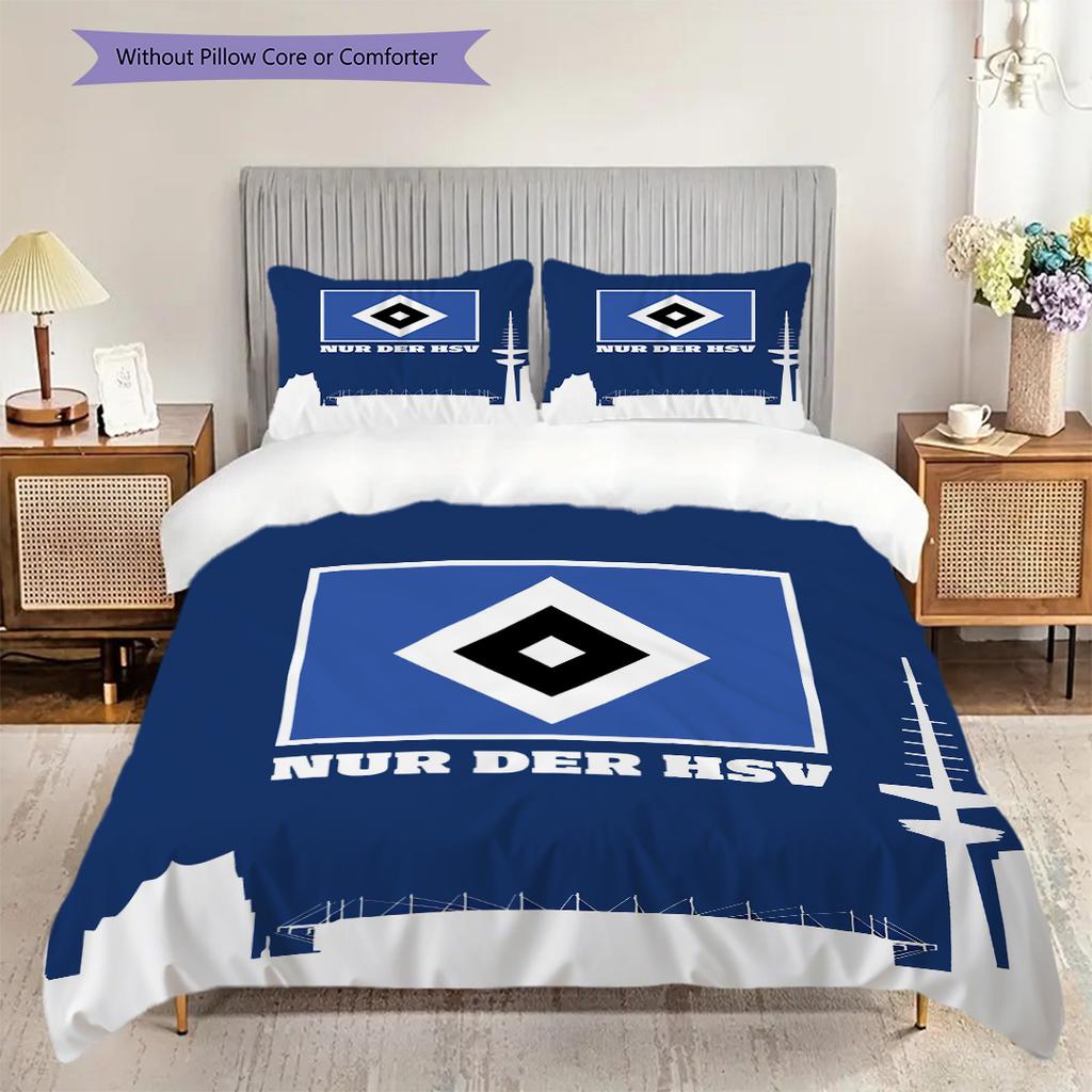 Hamburger SV Pattern Bedding Quilt Set Quilt Cover Pillowcase Home Decoration Birthday Gift (1 * Duvet Cover + 2 * Pillowcase, Without Core)