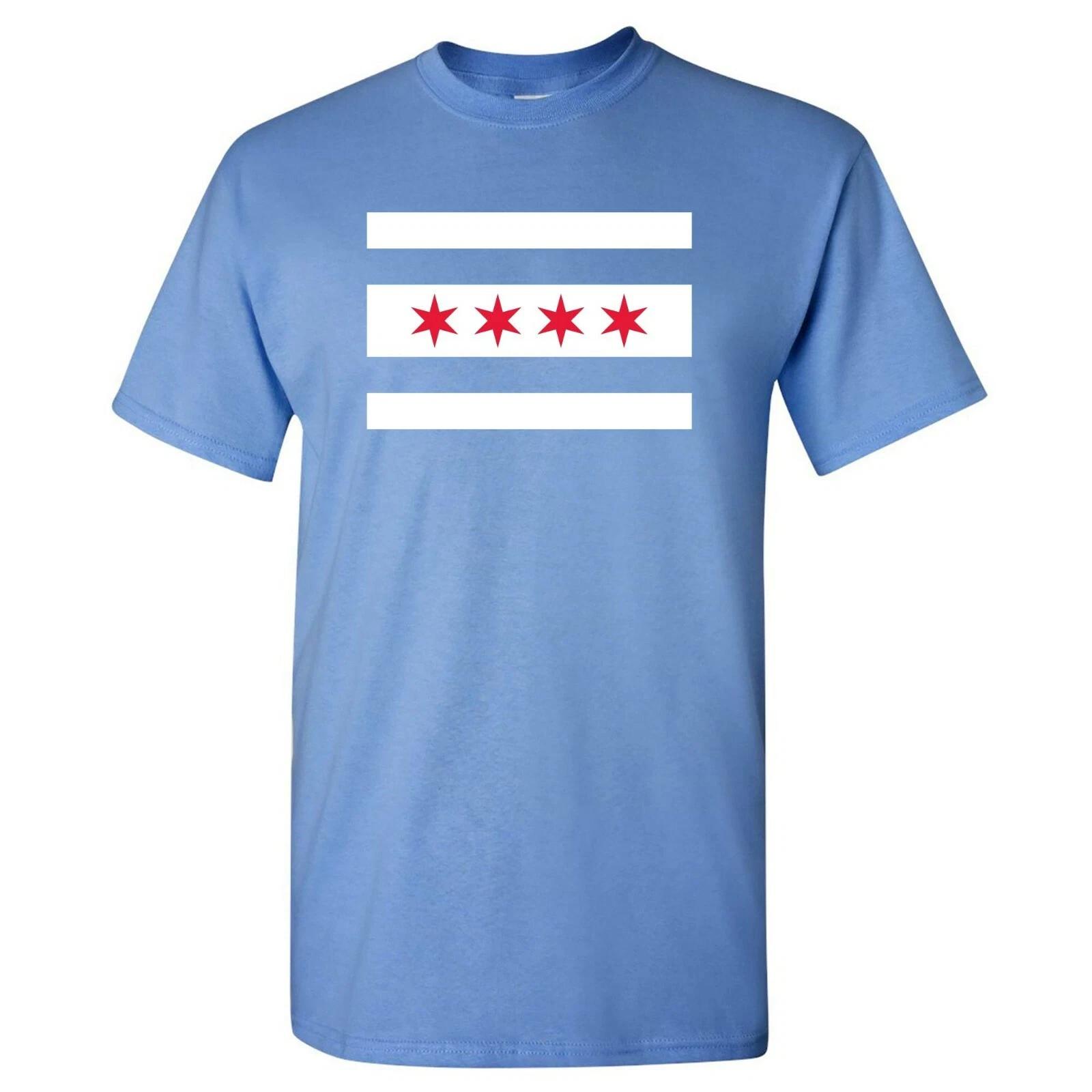 Chicago US City Flag - United States City Hometown T-Shirt - Carolina Blue XL