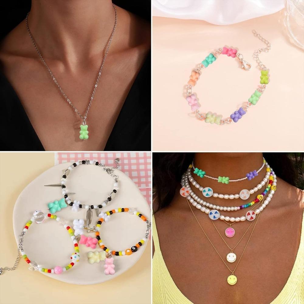 30/50/100 sztuk Kolorowe Koraliki Gumowe Misie Nieprzezroczyste Koraliki Misie Akrylowe Imitacja Cukierków Koraliki Misie do Wyrobu Biżuterii Bransoletki Naszyjniki Hurt