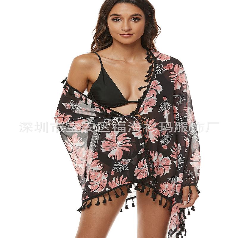 

Женская модная многофункциональная однотонная пляжная блузка с кисточками и кисточками M