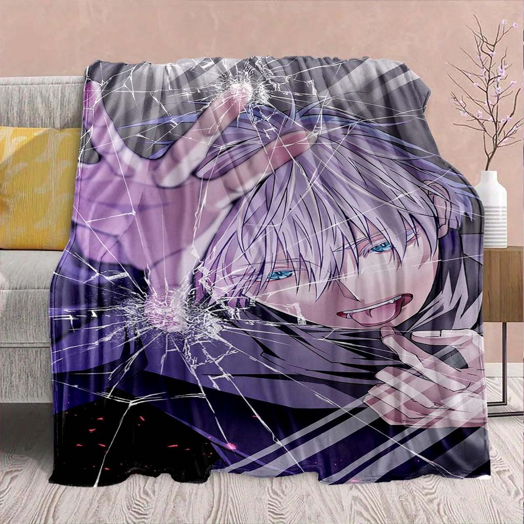 Jujutsu Kaisen Flannel Couch Blanket Soft Warm Throw Lightweight Plush Sofa Bed Decor -QJY