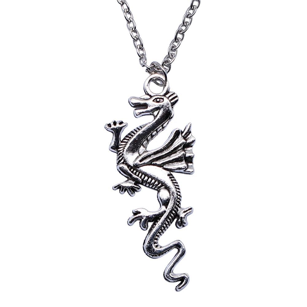 Snake Charm Necklace Dragon Minimalist Serpent Pendant For Women Grunge Aesthetic Jewelry 43cm Chain