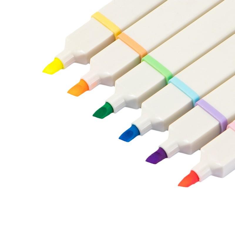 Deli Eye Protection Fluorescent Marker Pen, Macaron Morandi Colors, Soft Tip