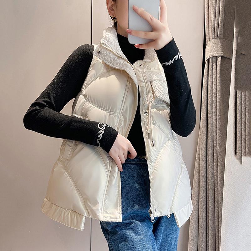 Kobiety jesienno-zimowa Soild zagęścić nowa odzież wierzchnia kamizelka wyściełana bawełną stójka bezrękawnik płaszcz kamizelka