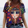 Facial Printed T-shirt Short Sleeved Top Casual Street Women's T-shirts