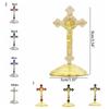 With Stand Zinc Zinc Alloy Cross Ornaments Religious Plated Gold Statue Church Cross Ornaments  Home Decor