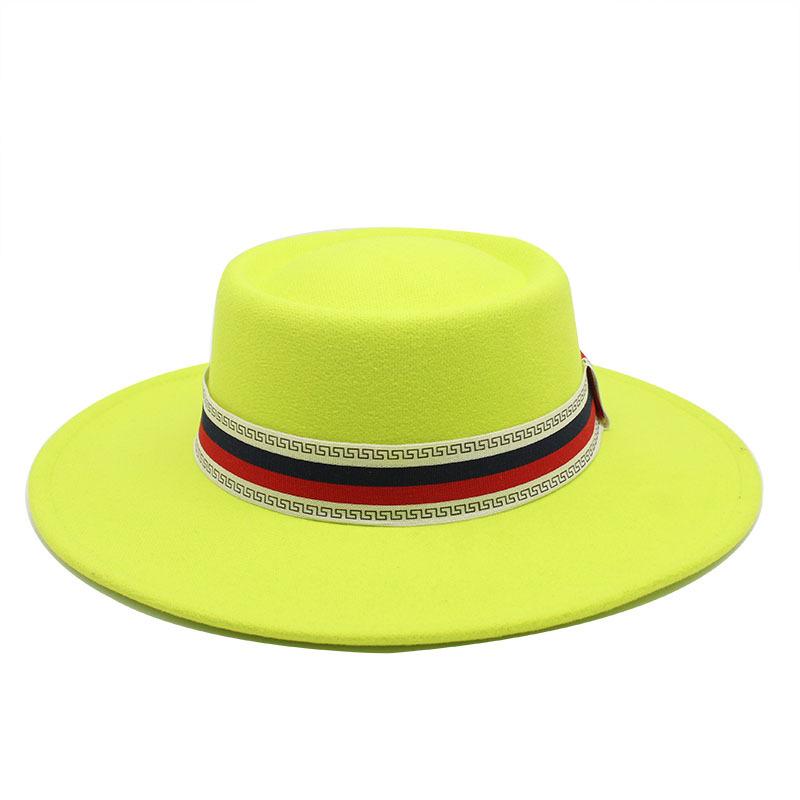 Шляпа-цилиндр с большим козырьком Шерстяной цилиндр Женская четвертная Британский ретро Мужская фетровая шляпа Французская джазовая шляпа M（56-58cm）
