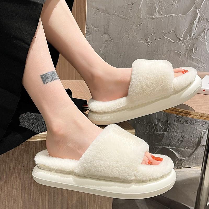 Winter Women Wear Thick Soled Wool Slippers For Home Use, Which Can Be Worn Outside 40 белый