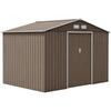 9 X 6ft Garden Metal Storage Shed, Outdoor Storage Tool House with Vents, Foundation and Lockable Double Doors, Brown