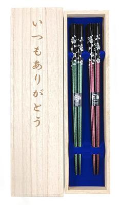 Couple Silver Cherry Domestic Paulownia Box with Respect for the Aged Pair Thank Starting Salary Chopsticks, Blossoms, Green, Purple, Wrapping,
