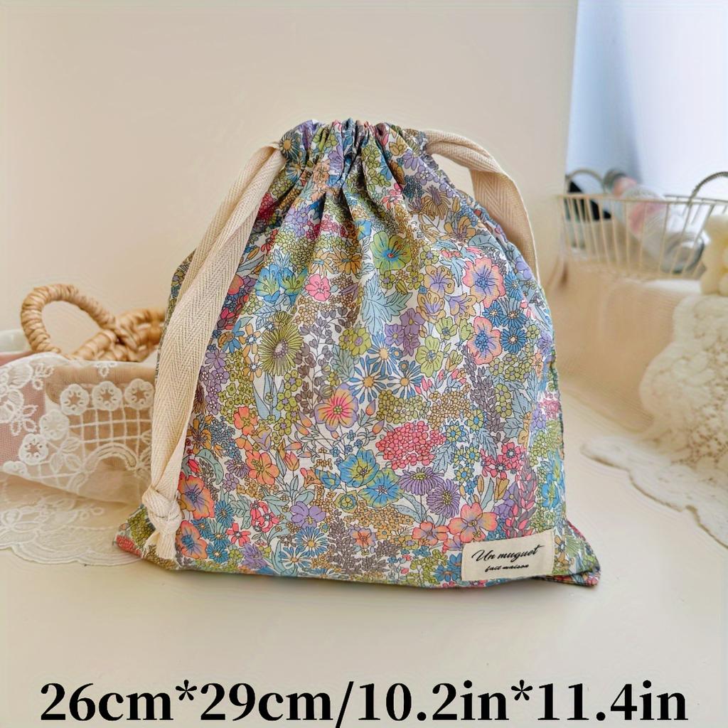 Embroidered Bow Drawstring Bag, Multipurpose Storage Box, Portable Travel and Household Dust Bag, Mom and Diaper Bag