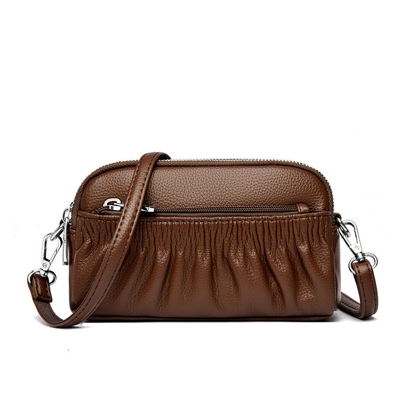 Modische Single-Shoulder Crossbody Clutch Weiches Leder Plissiert Retro Wolke Mama Tasche