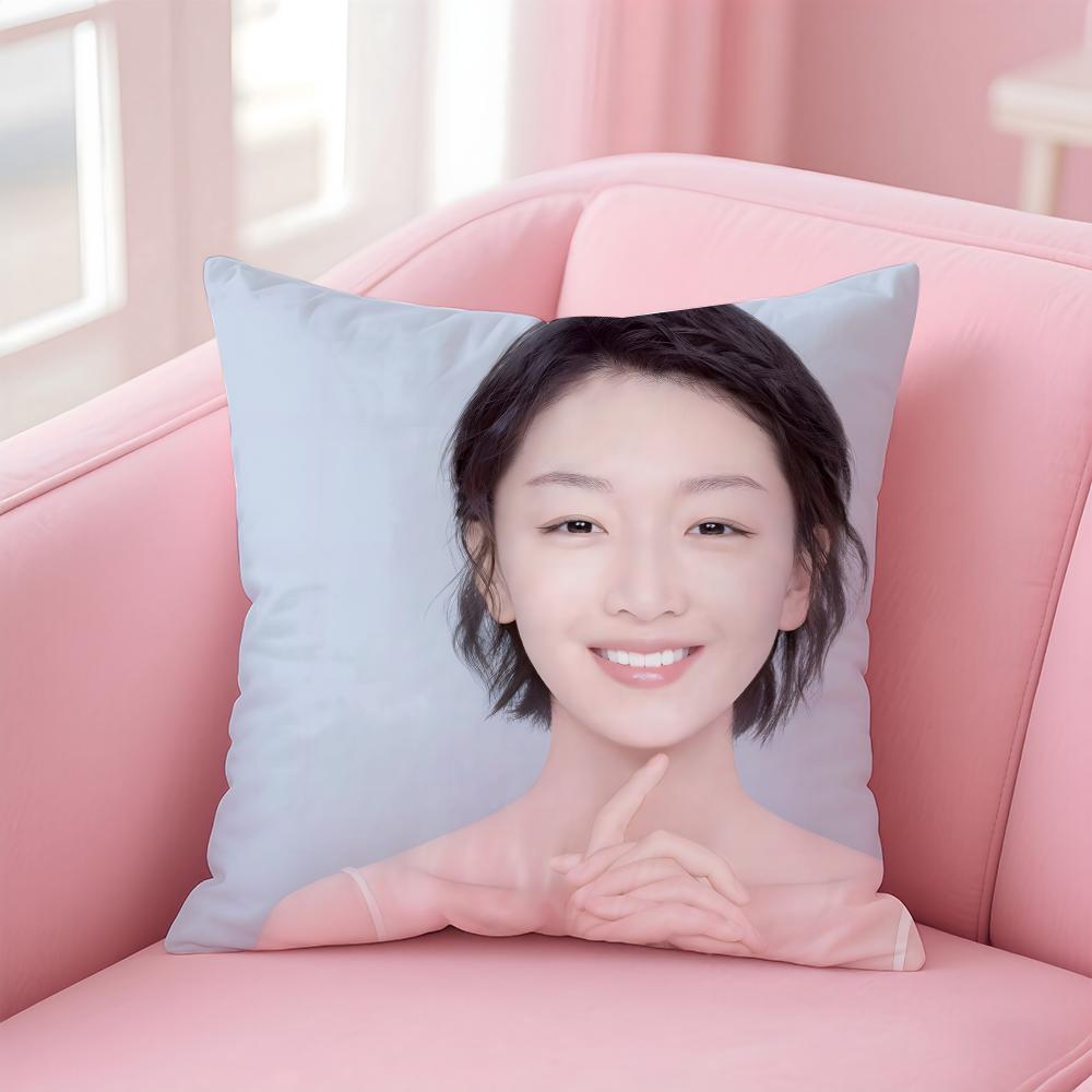 Fashion Elegant Chinese Actress ZZhou Dongyu Cushion Cover Pillowcase Short Plush Invisible Zipper Room Sofa Cushion Cover
