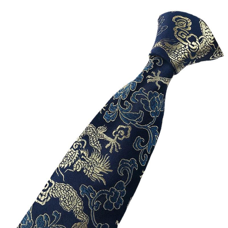 Cozy Up Men Tie Groom Best Man Chinese Dragon Pattern Casual and Fashionable 146x8x3.5cm