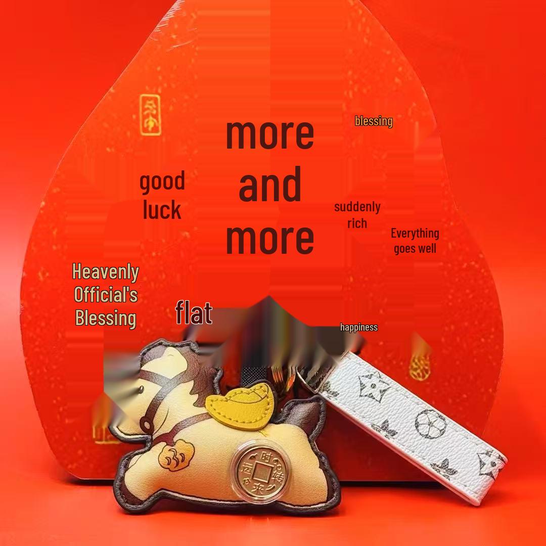 

999 Fine Gold Lucky Horse Keychain Pendant, Wealth-Attracting Cartoon Bag Charm With Gold