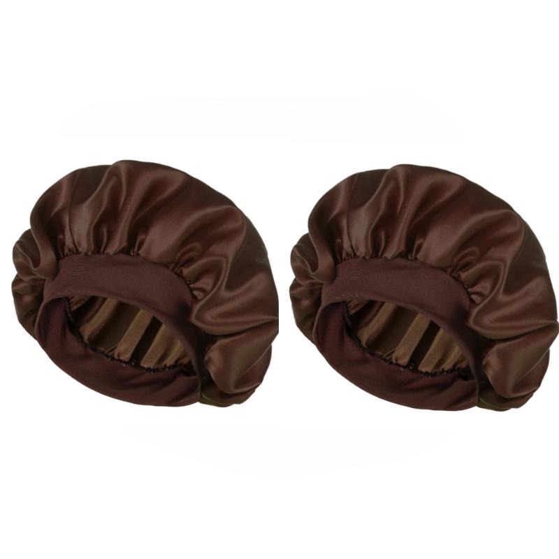 Satin Bonnets Night Sleeping Cap Large Elastic Wide Soft Band Colorful Silk Hat for Curly Hair Care Beauty Makeup for Women Men