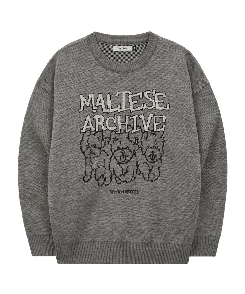 WAIKEI Maltese Archive Line Graphic Knit Ver.2 Gray