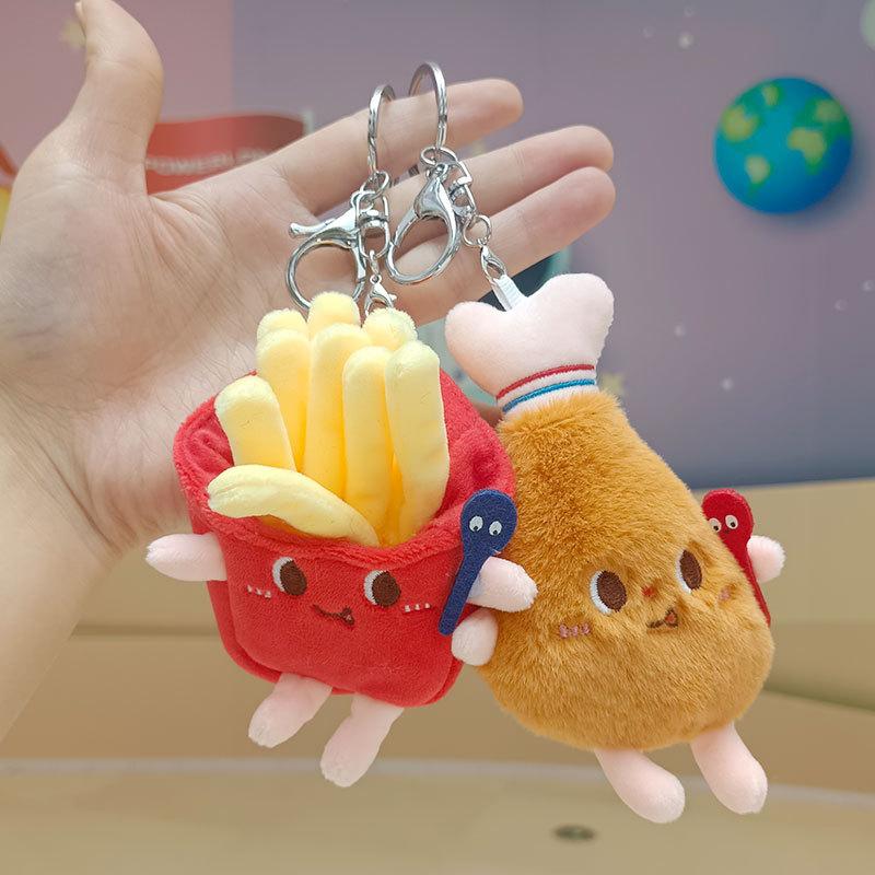 12cm Kawaii Essen Brot Hamburger Hund Pommes Plüschtier Weicher Gefüllter Plüsch Anhänger Schlüsselanhänger für Kinder Geschenke Spielzeug