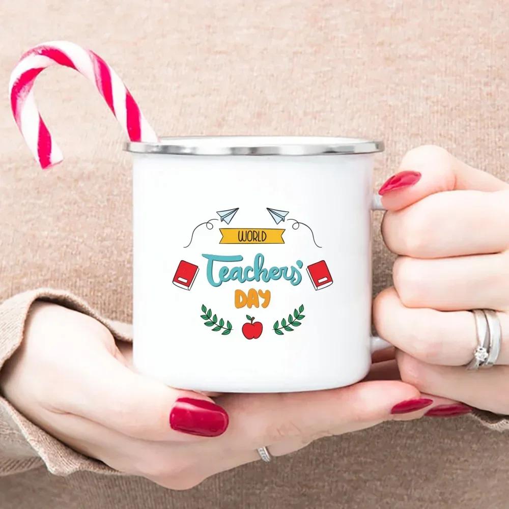 Word Teacher'day Ever Enamel Mugs Teacher's Day Best Original Teacher's Gift Drink Juice Coffee Cocoa Milk Beer Handle Mug