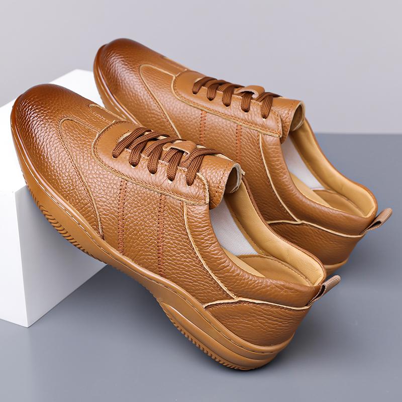 Fashion Men Business Office Luxury Brand Genuine Leather Casual Oxford Shoes Comfort Thick Soled Outdoor Non-slip Jogging Sneakers Shoes