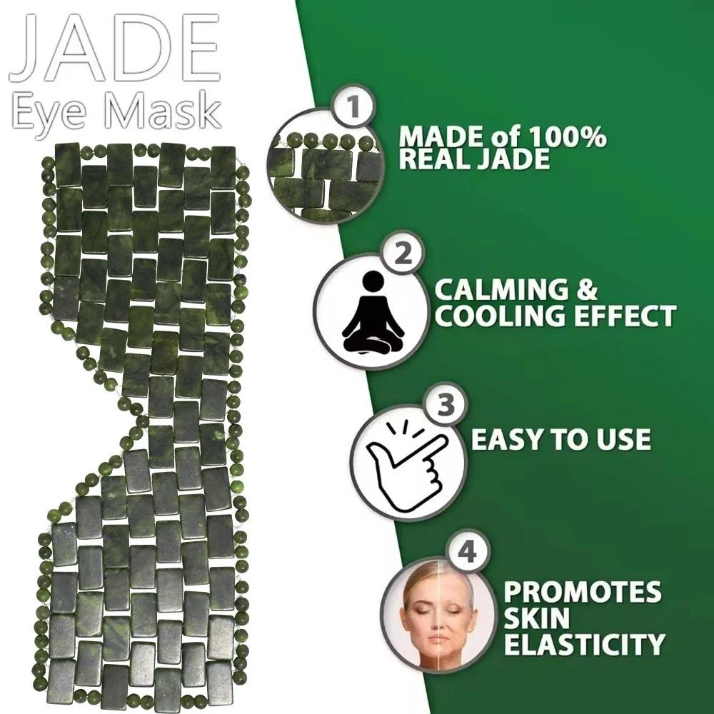 Natural Jade Eye Mask Cooling Negative Ion for Puffy Eyes Head Tension Relief Relaxation Anti-Aging