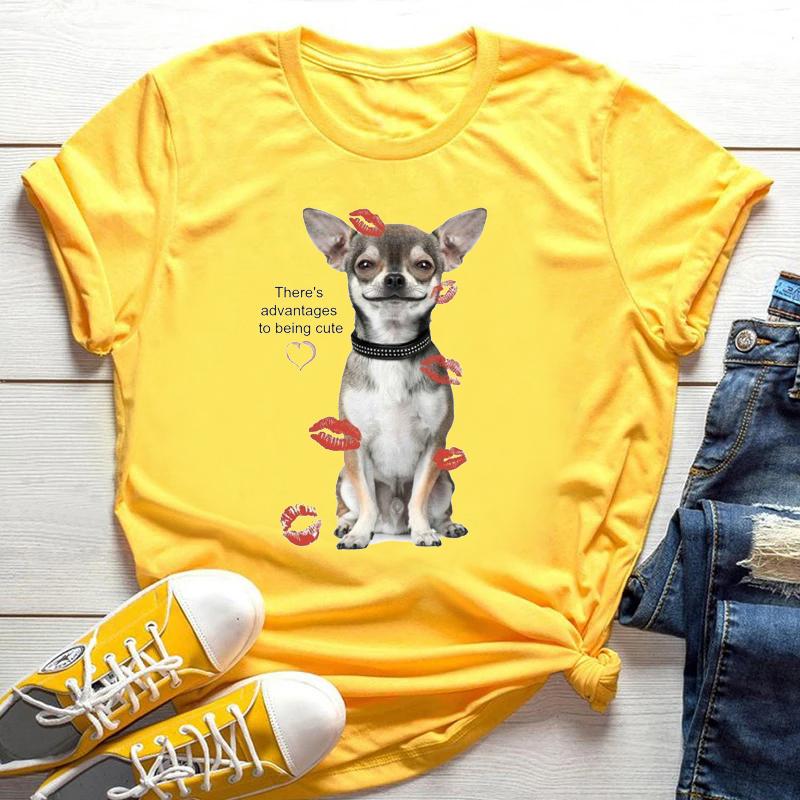 Stampa Mamma Chihuahua T-shirt da Donna Estate Nuova Moda T-shirt Divertente Design Cane Bella Ragazza T-shirt Tee Shirt Femme