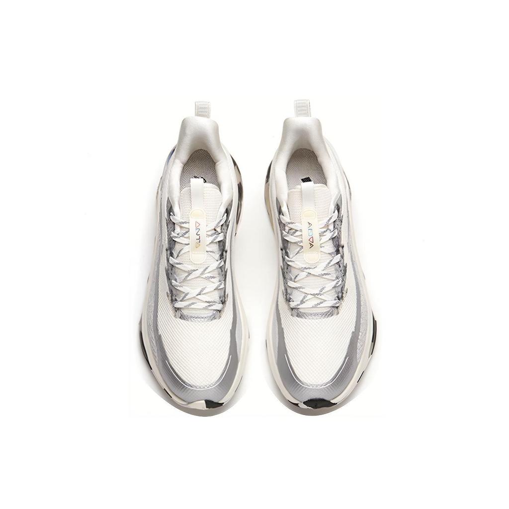 Anta Running Series Fabric Shock Absorption Non-Slip Wear-Resistant Low-Top Running Shoes Men Sneakers Silver 112145502-3
