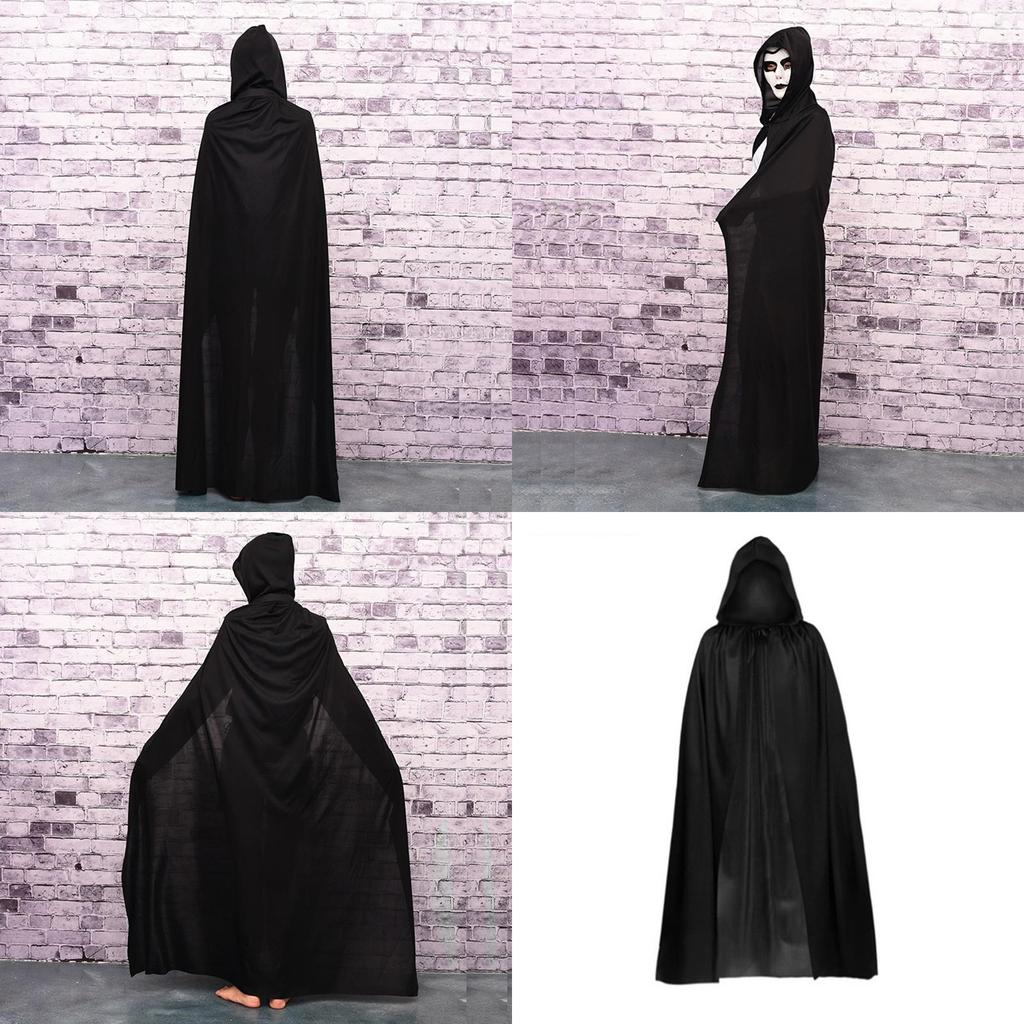 Halloween Cloak Cosplay Grim Reaper Vampire Witch Wizard Robe Party Adult Children Black Cloak Cape