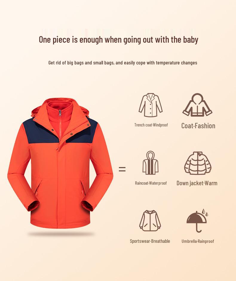 Children's Three-in-One Storm Jacket Set – Warm, Breathable School Uniform Outerwear with Custom Logo