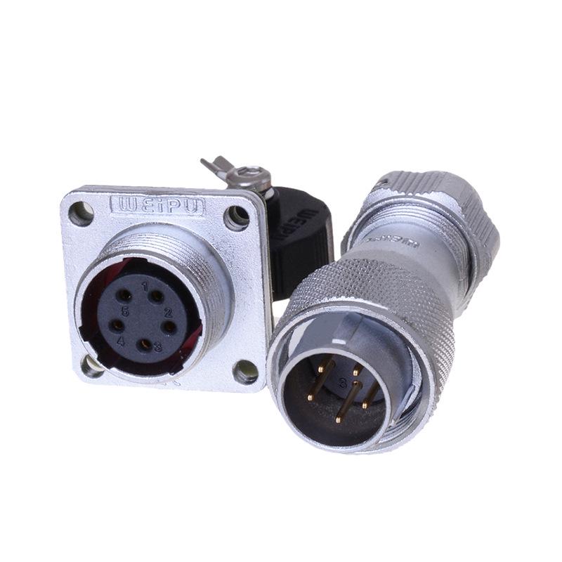 Weipu WF16 Industrial Aviation Plug Socket, 2-10 Pin, Male/Female, IP67 Threaded.