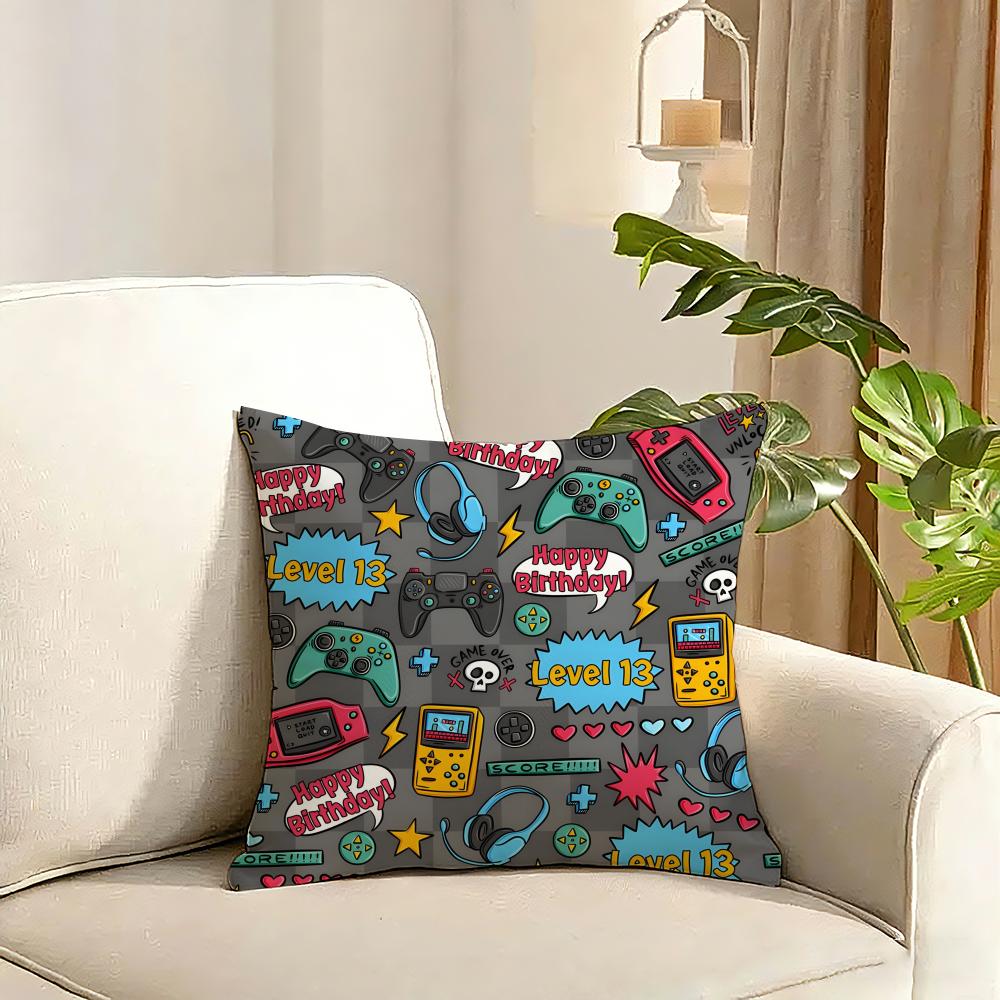 Game Handle Cushion Cover Reversible Plush Pillow Cover Soft Fluffy Home Decor for Sofa Bedroom