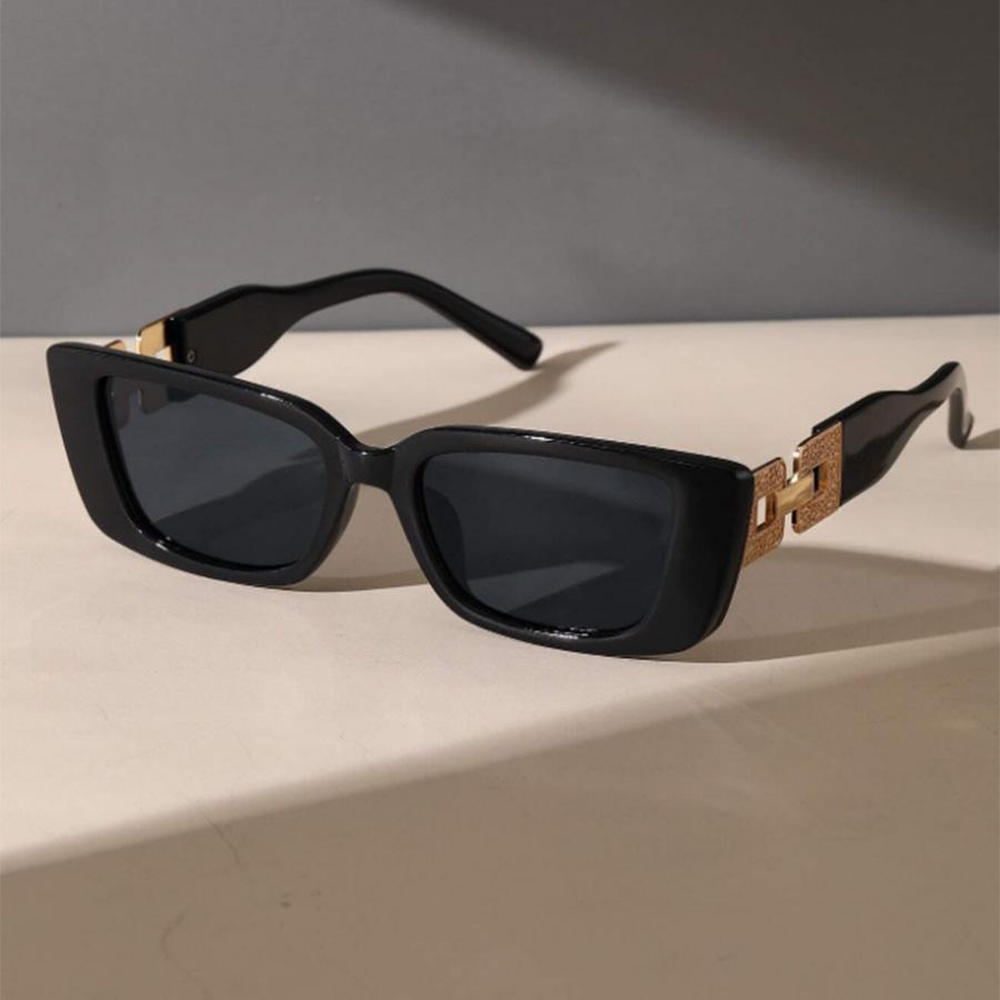Retro Style Black Small Frame Metal Chain Feet Ladies Fashion Sunglasses Party Holiday Beach Glasses