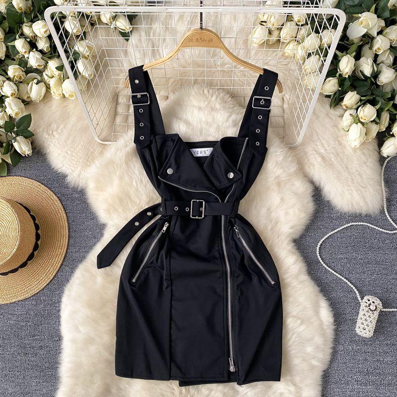 

Платье Темперамент Богиня Стиль 2024 Летнее Платье Новое Поступление Милое Сексуальное Стильное С Отделкой Талии Универсальный Слинг Юбка-Бедра Black L