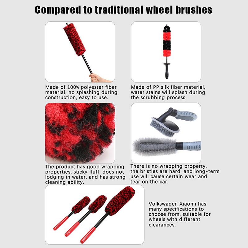 Auto Wheel Detailing Brush Bendable Wheel Woolies For Car Rim Tire Washing Easily Clean Hard-To-Reach Areas Car Cleaning Tools