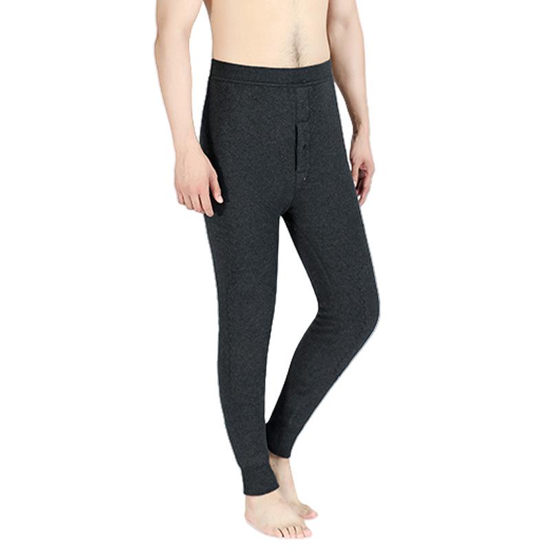 Męskie bezszwowe modelujące wyszczuplające spodnie bazowe zatrzymujące ciepło z wełny jagnięcej